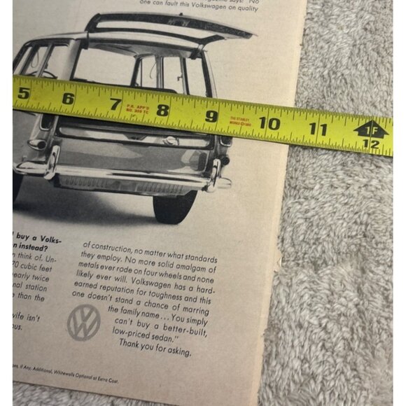 Vintage 1960s Volkswagen Squareback Sedan Advertisement Print 10.5 x 14" - Picture 8 of 8